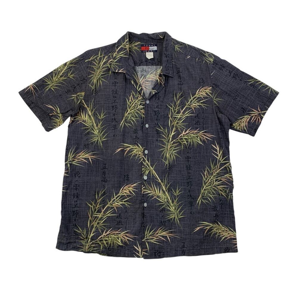 Vintage Tommy Hilfiger Hawaii Shirt Mens L Large Tropical Bamboo Hawaiian Camp